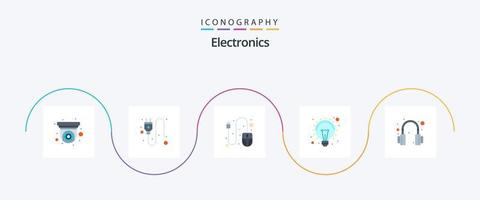 elektronica vlak 5 icoon pak inclusief . koptelefoon. muis. hoofdtelefoon. licht vector