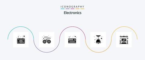 elektronica glyph 5 icoon pak inclusief . systeem. elektronisch. huis. licht lamp vector