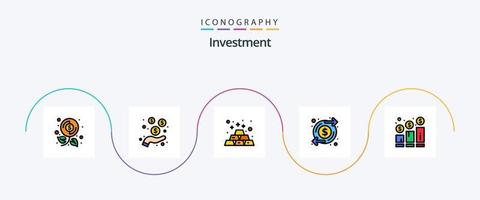 investering lijn gevulde vlak 5 icoon pak inclusief toenemen. geld. bar. investering. groei vector