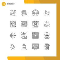 16 universeel schets tekens symbolen van doos links eigendom omhoog postzegels bewerkbare vector ontwerp elementen