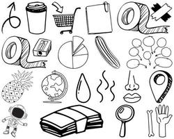 set item en symbool hand getrokken doodle vector