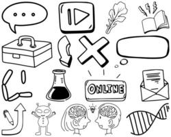 set item en symbool hand getrokken doodle vector