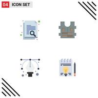 voorraad vector icoon pak van 4 lijn tekens en symbolen voor document gereedschap zoeken veiligheid document bewerkbare vector ontwerp elementen