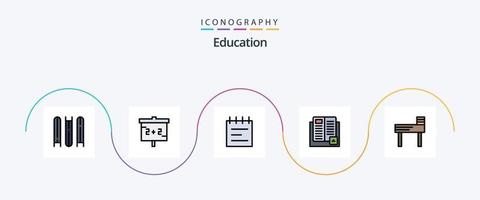 onderwijs lijn gevulde vlak 5 icoon pak inclusief stoel. aan het leren. onderwijs. kennis. boek vector