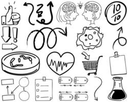 set item en symbool hand getrokken doodle vector