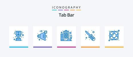 tab bar blauw 5 icoon pak inclusief . bedrijf. steun. helpen. creatief pictogrammen ontwerp vector