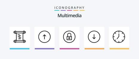 multimedia lijn 5 icoon pak inclusief camera. media speler. envelop. media. multimediaal. creatief pictogrammen ontwerp vector