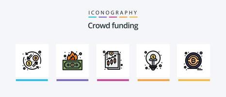 crowdfunding lijn gevulde 5 icoon pak inclusief financiën. globaal. besparingen. economie. doel. creatief pictogrammen ontwerp vector