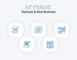 startups en nieuw bedrijf blauw icoon pak 5 icoon ontwerp. . kalender. project. afspraak. uitrusting vector