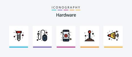 hardware lijn gevulde 5 icoon pak inclusief . elektriciteit. hardware. elektrisch. drijfveer. creatief pictogrammen ontwerp vector