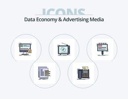 gegevens economie en reclame media lijn gevulde icoon pak 5 icoon ontwerp. beheerder. prijs. veiligheid. kant. competitief vector