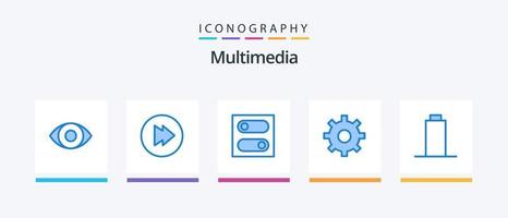 multimedia blauw 5 icoon pak inclusief . versnelling. leeg. creatief pictogrammen ontwerp vector