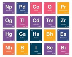 20 preiodisch tafel van de elementen icoon pak ontwerp vector