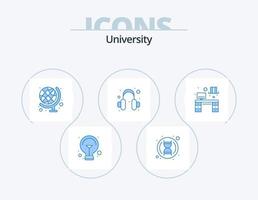 Universiteit blauw icoon pak 5 icoon ontwerp. monitor. onderwijs. steun. audio vector