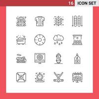 schets pak van 16 universeel symbolen van bad sport kleding stof lucht fabriek bewerkbare vector ontwerp elementen