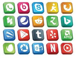 20 sociaal media icoon pak inclusief amd tumblr pepsi apps google aarde vector