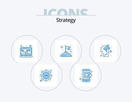 strategie blauw icoon pak 5 icoon ontwerp. plan. succes. analyse. vlag. winst vector