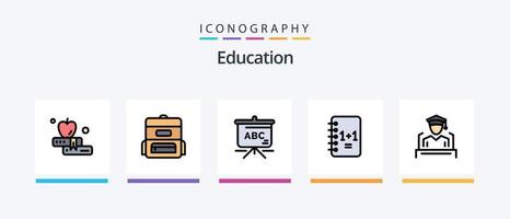 onderwijs lijn gevulde 5 icoon pak inclusief . hulpmiddelen. diploma uitreiking. geometrisch. vrouw. creatief pictogrammen ontwerp vector