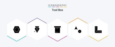 gereedschap 25 glyph icoon pak inclusief . . hulpmiddelen. hulpmiddelen. geometrie vector