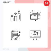reeks van 4 modern ui pictogrammen symbolen tekens voor prestaties bestellen standen werktuig schema bewerkbare vector ontwerp elementen