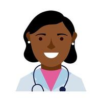 zwarte vrouwelijke arts met een stethoscoop vlakke stijl vector