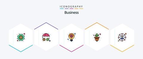 bedrijf 25 gevulde lijn icoon pak inclusief sociaal. bloem pot. bedrijf. fabriek. cactus vector
