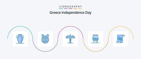 Griekenland onafhankelijkheid dag blauw 5 icoon pak inclusief kan. oude kan. geschiedenis. amfora. gezondheidszorg vector