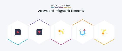 pijl 25 vlak icoon pak inclusief pijlen. u draai. pijl. teken. omhoog vector