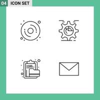 reeks van 4 modern ui pictogrammen symbolen tekens voor computer klembord instelling tabel het dossier bewerkbare vector ontwerp elementen