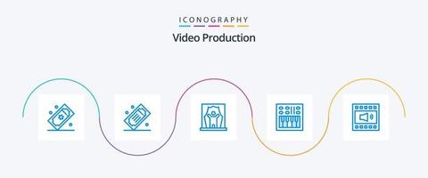 video productie blauw 5 icoon pak inclusief . film artiest. volume. Open volume vector