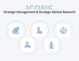 strategisch beheer en strategisch markt Onderzoek blauw icoon pak 5 icoon ontwerp. wet. succes. tijd. strategie. schaak vector