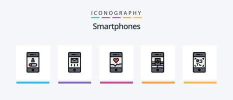 smartphones lijn gevulde 5 icoon pak inclusief sociaal. muziek. Bluetooth. media. telefoon. creatief pictogrammen ontwerp vector