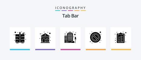 tab bar glyph 5 icoon pak inclusief . bedrijf. lijst. controleren lijst. creatief pictogrammen ontwerp vector