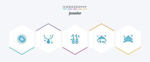 sieraden 25 blauw icoon pak inclusief luxe. sieraden. ketting. mode. sieraden vector
