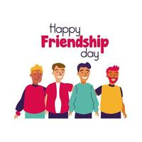 gelukkige vriendschap dagviering met mannen groep pastel hand tekenen stijl vector