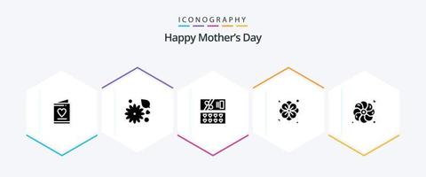 gelukkig moeders dag 25 glyph icoon pak inclusief zomer. bloem . boterbloem bloem . kunstmatig vector
