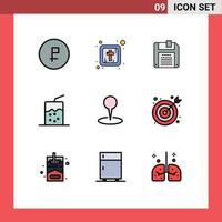 reeks van 9 modern ui pictogrammen symbolen tekens voor pin kaart floppy plaats drinken bewerkbare vector ontwerp elementen