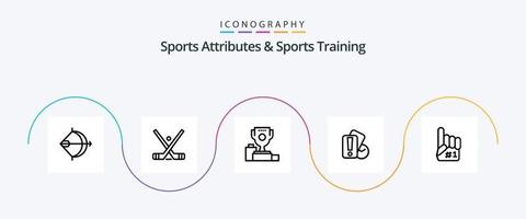 sport- attributen en sport- opleiding lijn 5 icoon pak inclusief houden. kaart. stok. beker. kampioen vector