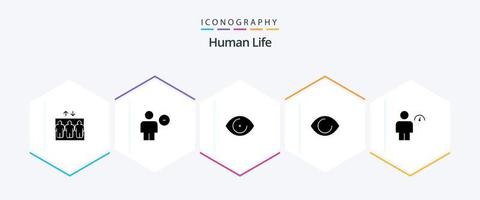 menselijk 25 glyph icoon pak inclusief . indicator. oog. menselijk. avatar vector