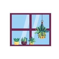 geïsoleerde planten en venster vector design
