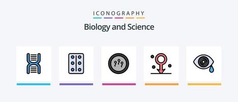 biologie lijn gevulde 5 icoon pak inclusief . laboratorium. wetenschap. chemie. biochemie. creatief pictogrammen ontwerp vector