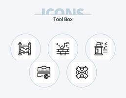 gereedschap lijn icoon pak 5 icoon ontwerp. bouw. troffel. planning. gebouw. klep vector