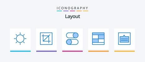 lay-out blauw 5 icoon pak inclusief tekenen. creëren. indeling. instellingen. bezig met laden. creatief pictogrammen ontwerp vector