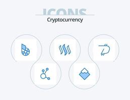 cryptogeld blauw icoon pak 5 icoon ontwerp. munteenheid. cryptovaluta. munteenheid. munt. crypto valuta vector