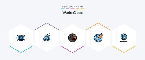 wereldbol 25 gevulde lijn icoon pak inclusief wereld. navigatie. aarde. wereldbol. wereldbol vector