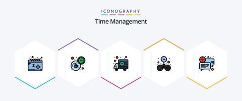 tijd beheer 25 gevulde lijn icoon pak inclusief chatten. tijd. levering. stevig. vrij vector