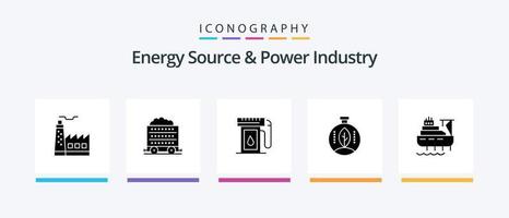 energie bron en macht industrie glyph 5 icoon pak inclusief boot. stroom. benzine. energie . groente. creatief pictogrammen ontwerp vector