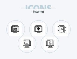 internet lijn icoon pak 5 icoon ontwerp. deel. www. groep. website. communicatie vector