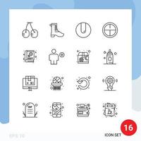 schets pak van 16 universeel symbolen van avatar lezen bij elkaar passen bibliotheek leger bewerkbare vector ontwerp elementen