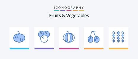 fruit en groenten blauw 5 icoon pak inclusief . fruit. vlees. creatief pictogrammen ontwerp vector